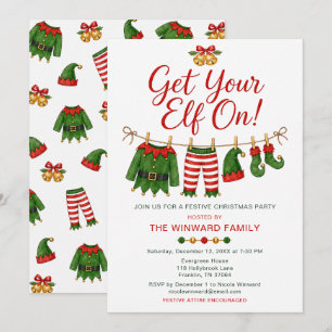 Get Your Elf On Christmas Party Invitation