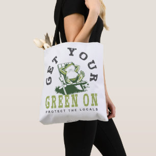 Get Your Green On Fun Frog Eco-Friendly Quote Tote Bag