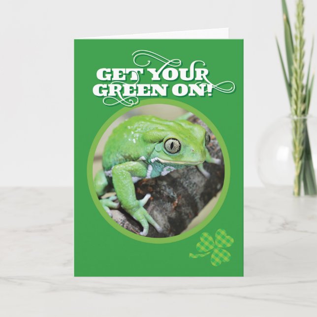 Get Your Green On St. Patty's Day Frog Card (Front)