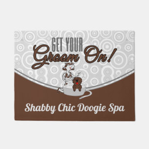 Get Your Groom On Business Brown Groomer's Welcome Doormat