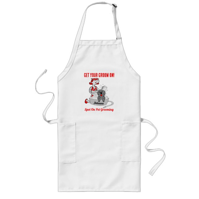 Get Your Groom on in Red Custom Name Long Apron (Front)