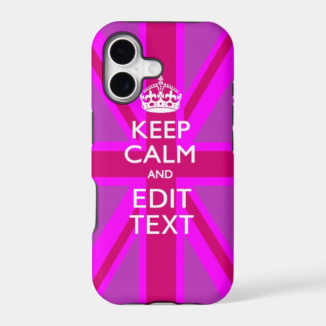 Get Your Keep Calm Text on Fuchsia Union Jack (Back)