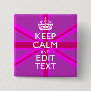 Get Your Keep Calm Text on Fuchsia Union Jack 2 Inch Square Button