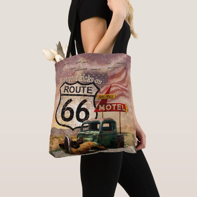 Get your Kicks on Route 66  Tote Bag (Close Up)