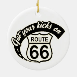 "Get your Kicks on Rt 66" Ceramic Ornament