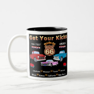 Get your kicks. Route 66 t-shirts and gifts Two-Tone Coffee Mug