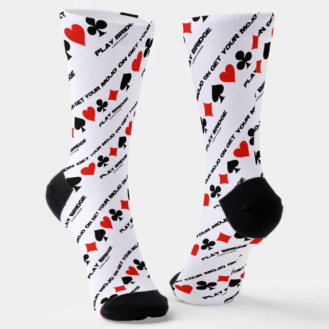 Get Your Mojo On Play Bridge Four Card Suits Socks (Angled)