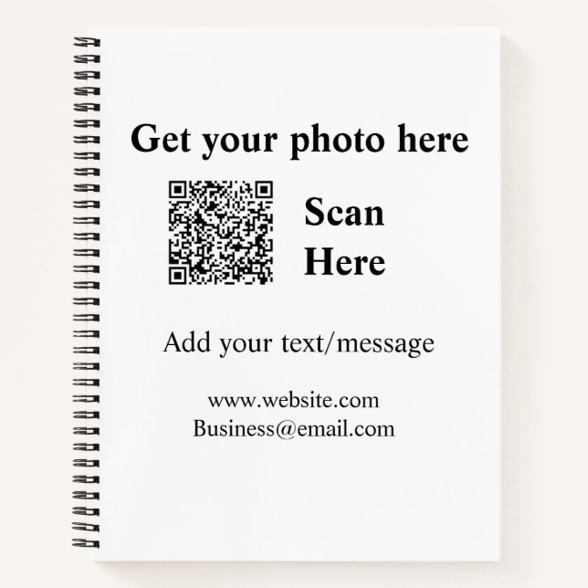 Get your photo scan QR add website email address d Notebook (Front)