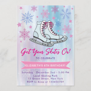 Get Your Skates On Ice Skating Party Invitation