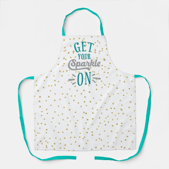Get Your Sparkle On Faux Gold Glitter Apron (Front)