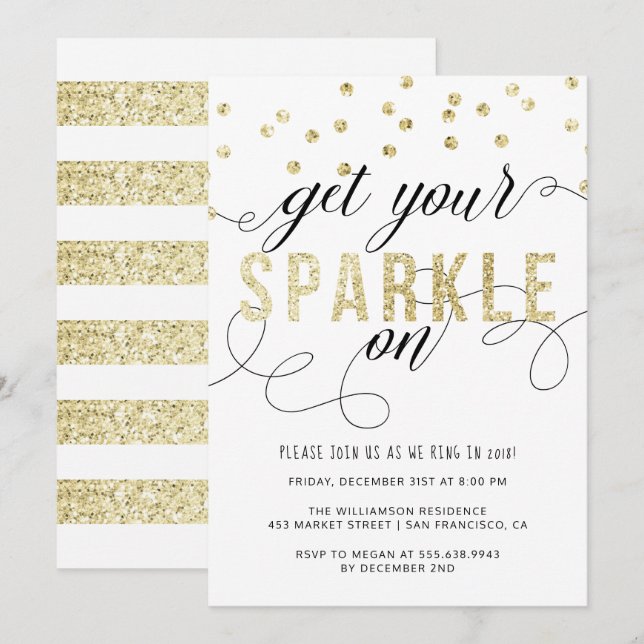 Get Your Sparkle On New Year Party Invitation (Front/Back)