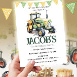 Get Your Tractor 4th Birthday Boy Invitation<br><div class="desc">Fun boys themed tractor farming birthday invitations. Available as a digital download printable evite.
Great for any season. Let's build something fun for your little guy on his birthday! Green and yellow watercolor farm tractor graphic. Editable,  customize,  custom,  personalized birthday party invite for kids,  children,  toddler parties.</div>