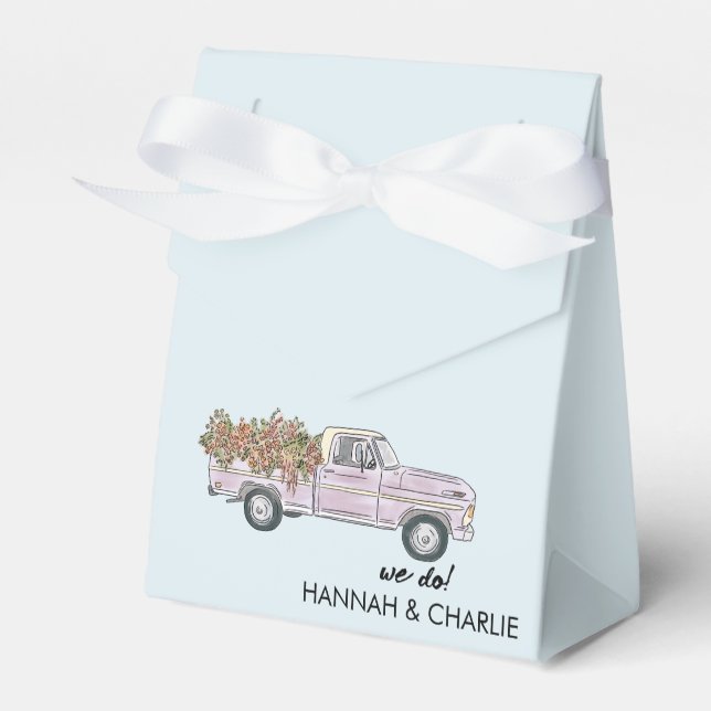 Getaway pick up truck  watercolor Wedding  Favor Box (Front Side)