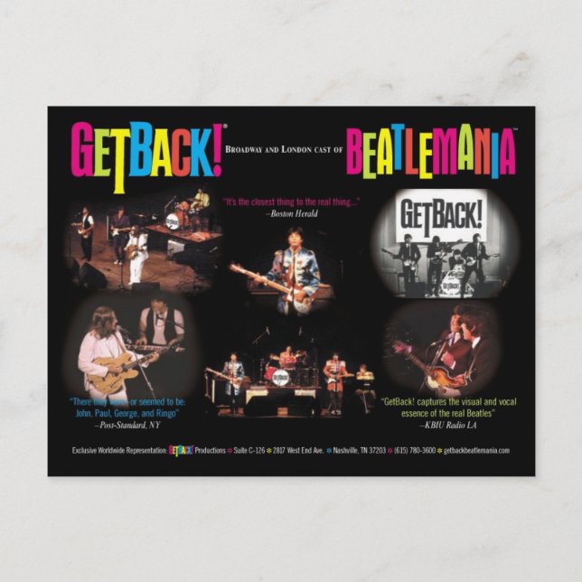 GetBack!® Beatlemania Postcard (Front)