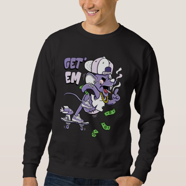 Get'em Rocket Skateboard Mouse Pure Violet 11s Sweatshirt (Front)