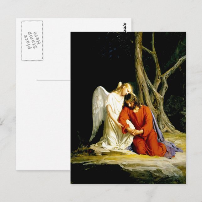 Gethsémani. Cartes postales Art Pâques (Devant / Derrière)
