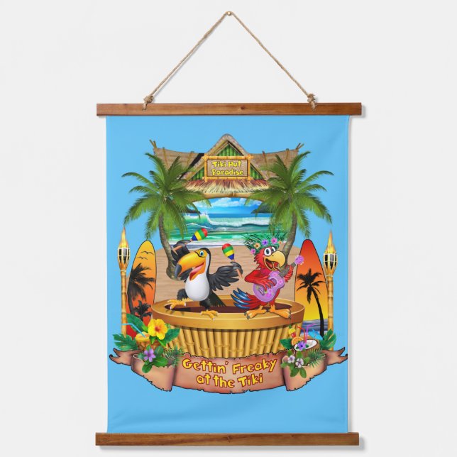 Gettin' Freaky at the Tiki Hanging Tapestry (Front)