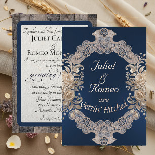 Gettin' Hitched Wood & Lace - Blue