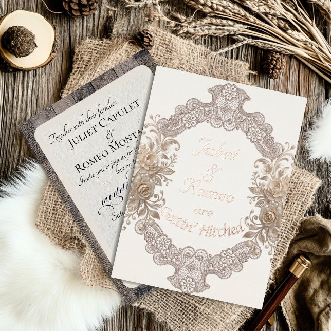 Gettin' Hitched Wood & Lace - Cream (Creator Uploaded)