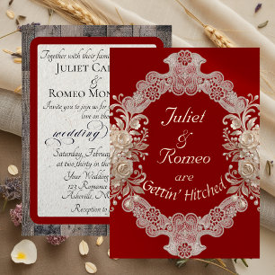 Gettin' Hitched Wood & Lace - Red