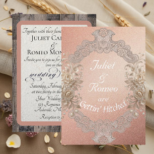 Gettin' Hitched Wood & Lace - Rose Gold