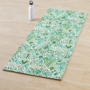 GETTIN’ TURT Green Aqua Sea Turtle Tribal Yoga Mat
