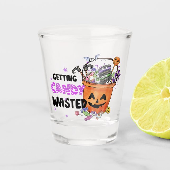 Getting Candy Wasted – Jack-o'-Lantern Basket Shot Glass (Front)
