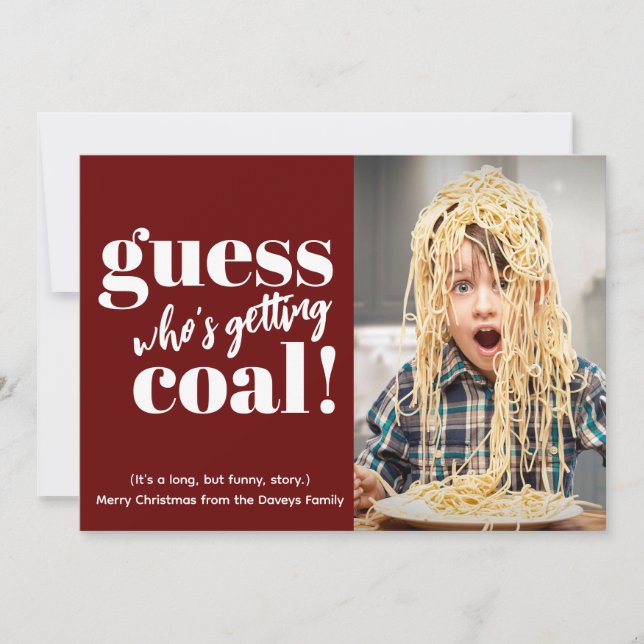 Getting Coal Funny Photo Christmas Card (Front)