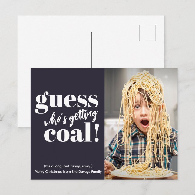Getting Coal Funny Photo Christmas Holiday Postcard (Front/Back)