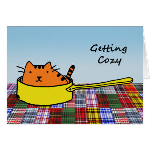 Getting Cozy, Orange Cat in Yellow Pan