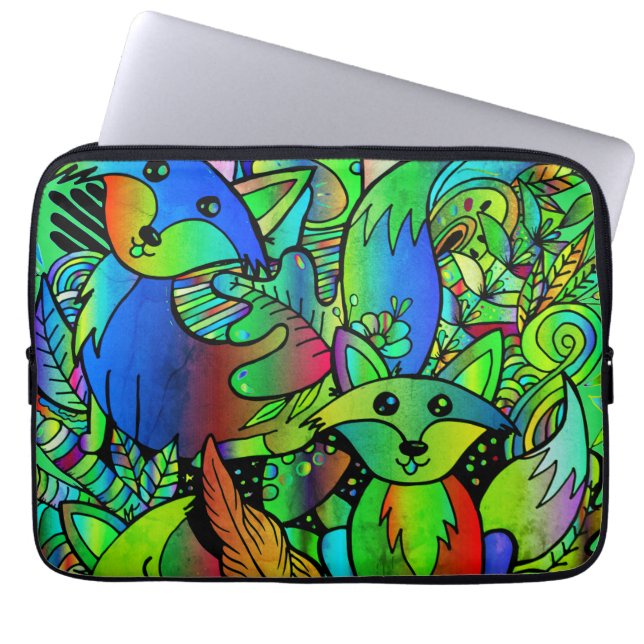 Getting Foxy Green  Laptop Sleeve (Front)