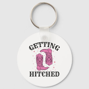 Getting Hitched Bride Groom Wedding Bachelorette P Keychain