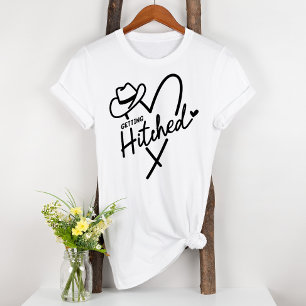 Getting Hitched Engaged Fun Heart Bridal T-Shirt