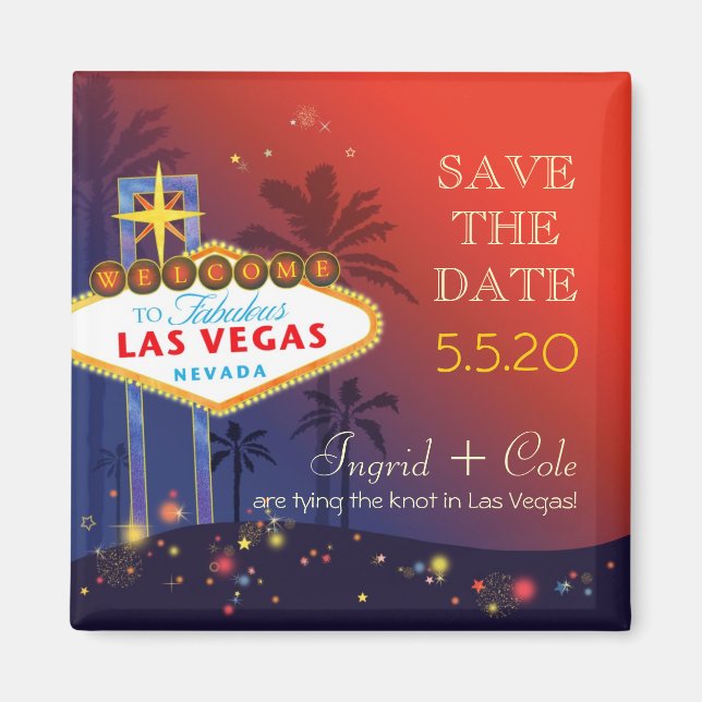 Getting Hitched in Las Vegas Wedding Save the Date Magnet (Front)