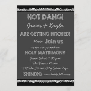 Getting Hitched Rustic Chalkboard Country Wedding Invitation