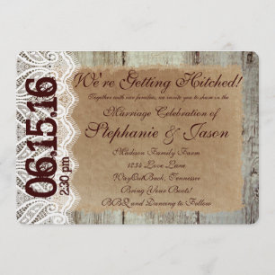 Getting Hitched Rustic Country Wedding Invitations