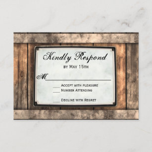 Getting Hitched Rustic Wood Wedding RSVP Cards
