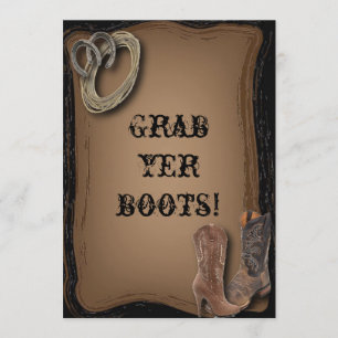 getting hitched western cowboy boots wedding invitation