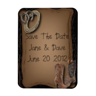 getting hitched western cowboy boots wedding magnet