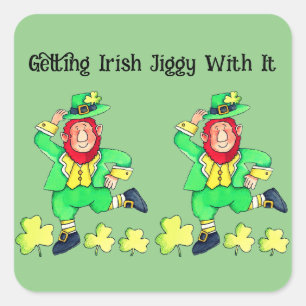 Getting Irish Jiggy with It for St. Patrick's Day Square Sticker