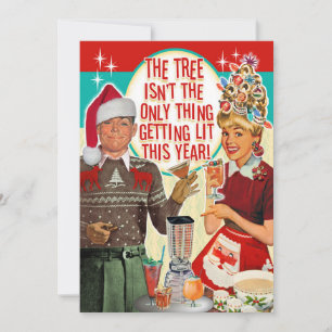 Getting Lit Christmas Party Invitation - Couple