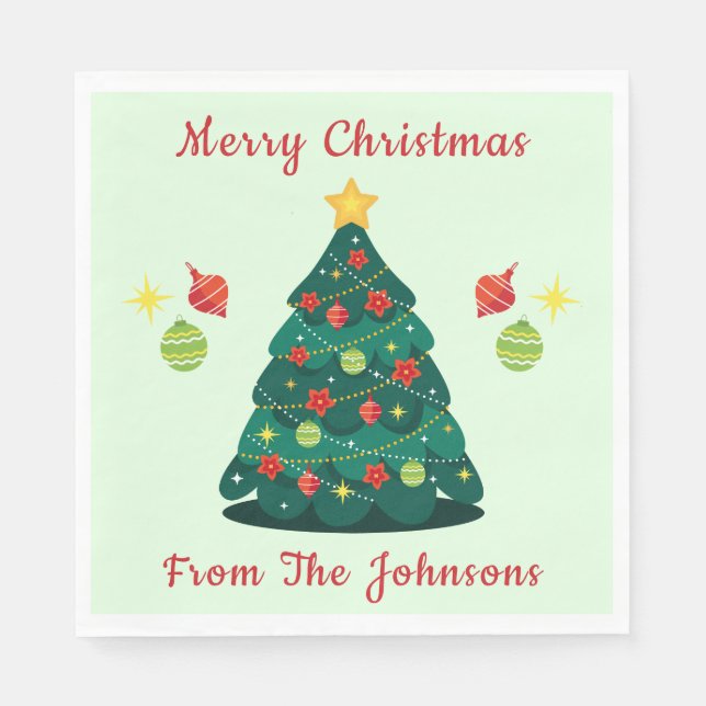 Getting Lit Tree Decorating Christmas Napkin (Front)