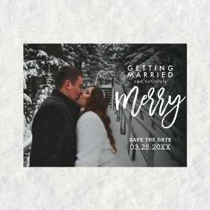 Getting Married and Definitely Merry Save The Date Postcard