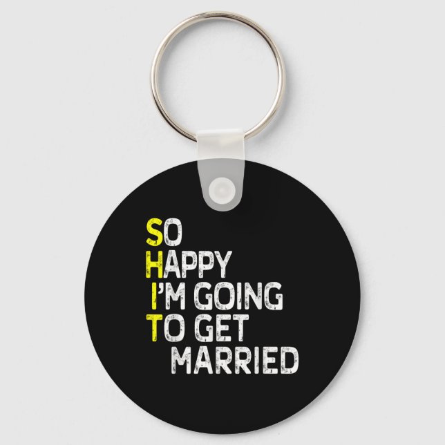 Getting Married Funny Engagement Party Gag Groom B Keychain (Front)