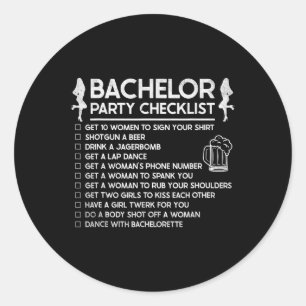 Getting Married Groom Funny Bachelor Checklist Par Classic Round Sticker