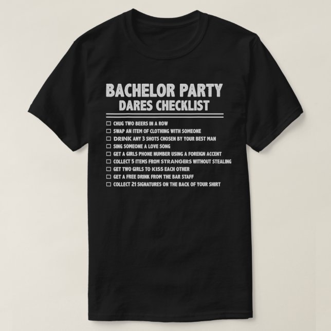 Getting Married Groom Funny Bachelor Checklist Par T-Shirt (Design Front)