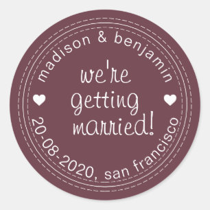 Getting Married Save Date Burgundy Envelope Seal