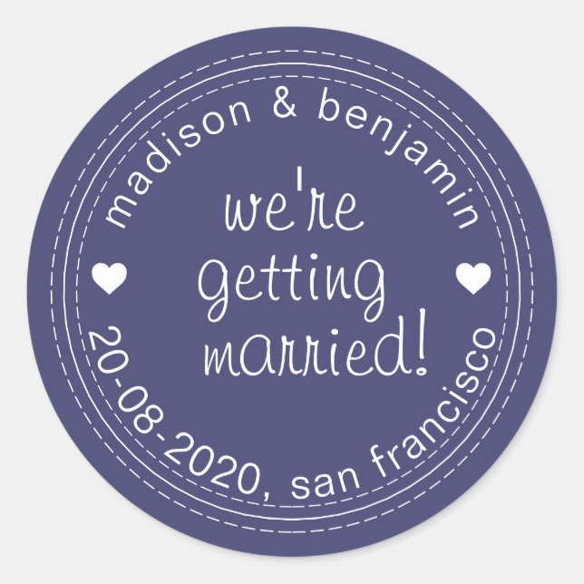 Getting Married Save the Date Blue Envelope Seal (Front)