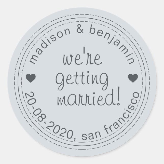 Getting Married Save the Date Blue Envelope Seal (Front)