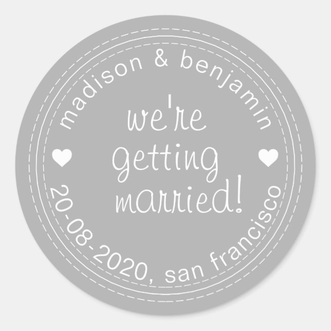 Getting Married Save the Date Grey Envelope Seal (Front)